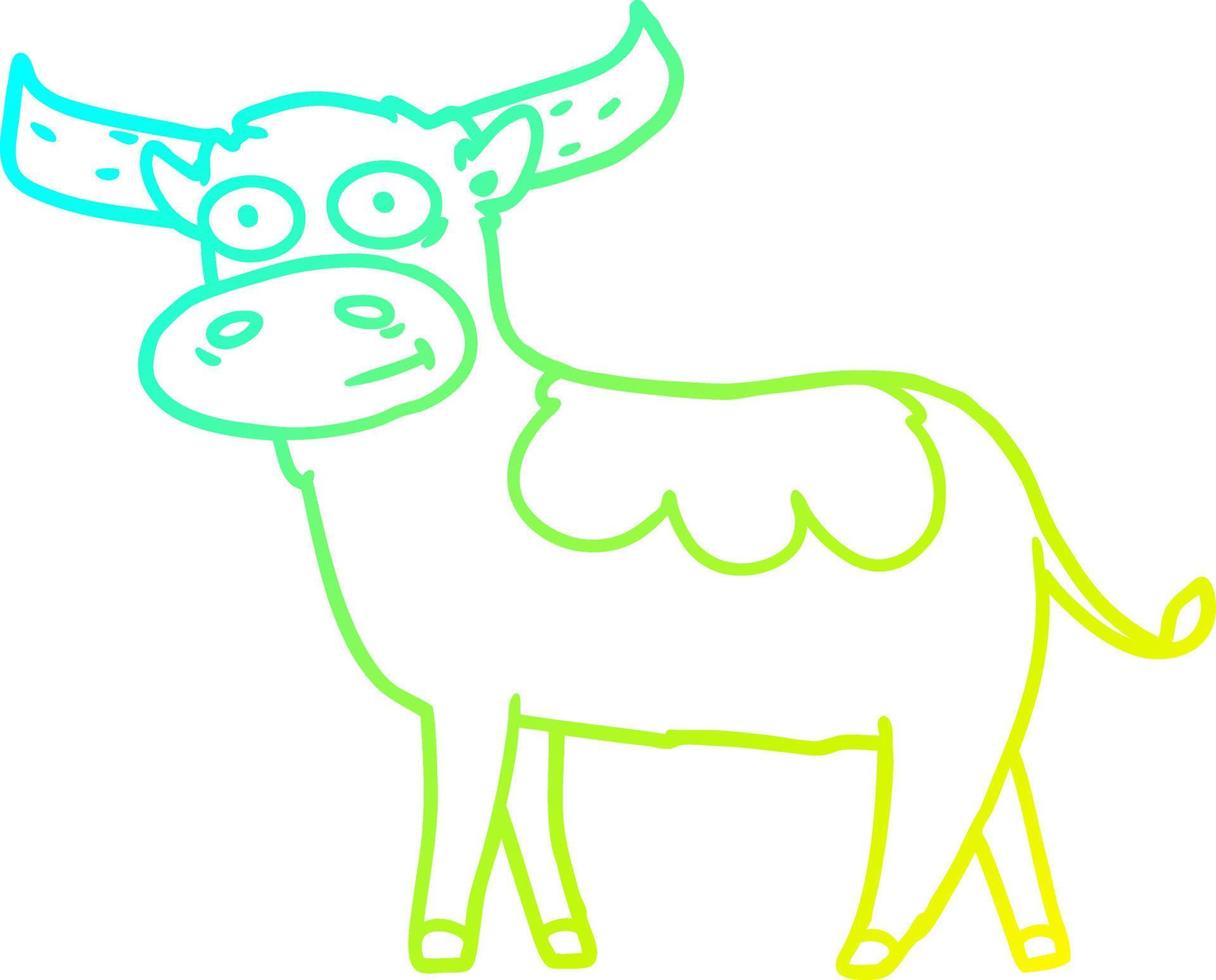 cold gradient line drawing cartoon bull vector