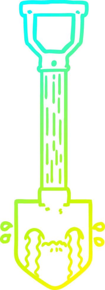 cold gradient line drawing cartoon crying shovel vector
