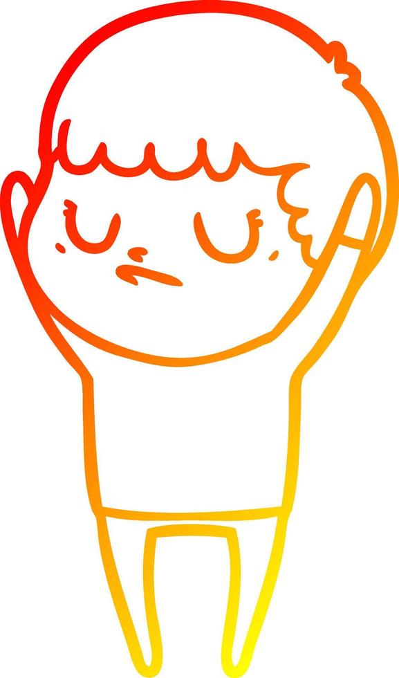 warm gradient line drawing cartoon grumpy boy vector