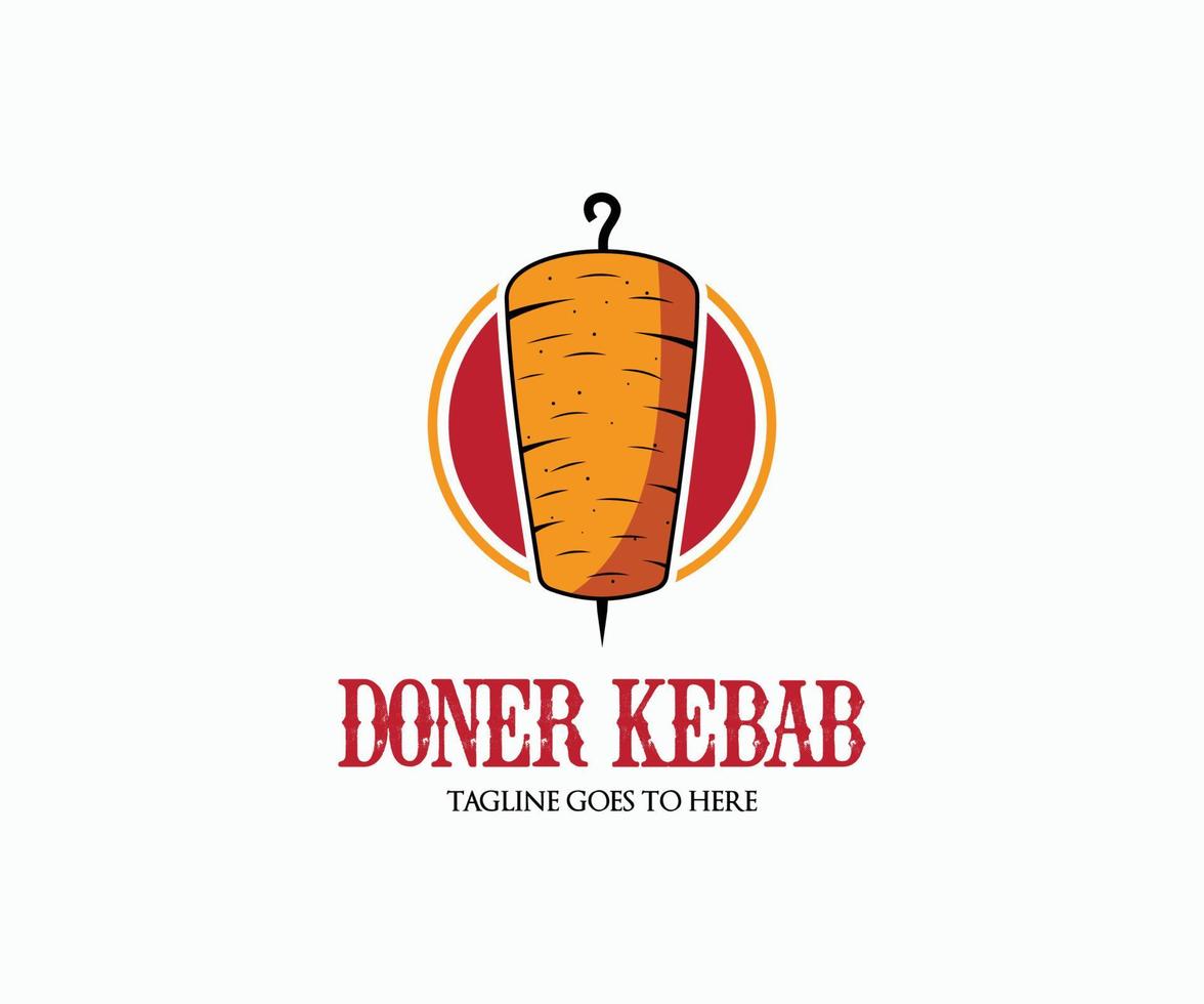 plantilla de vector de logotipo doner kebab moderno. diseño de logotipo de kebab.