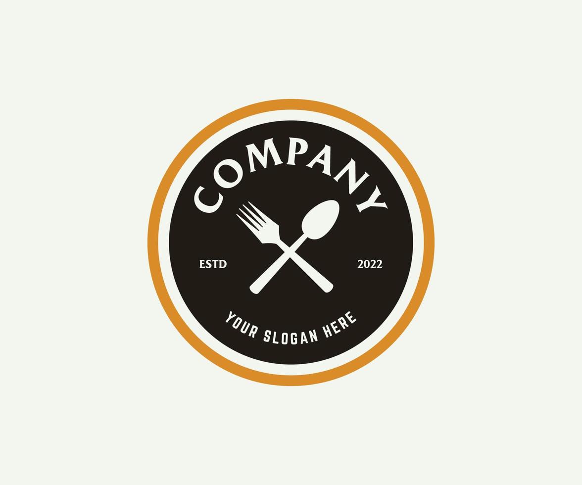 Vintage Restaurant Logo Template Circle Badge Vector Template.