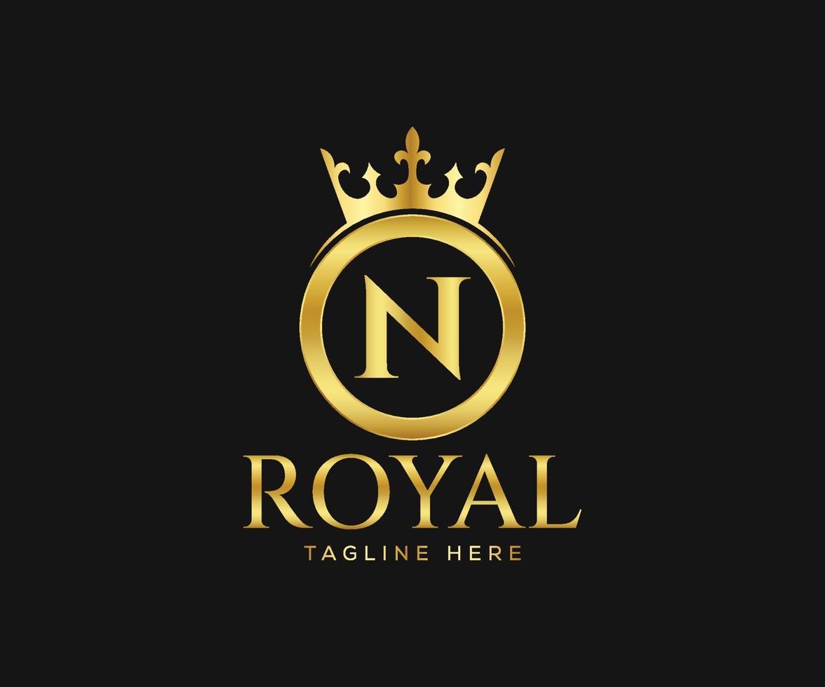 Luxurious Royal Logo Design. Letter N Logo Design Template. vector