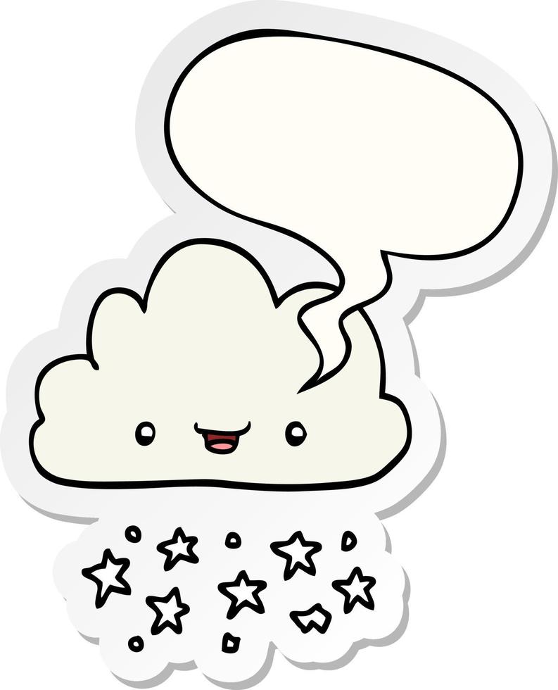 cartoon storm cloud and speech bubble sticker vector