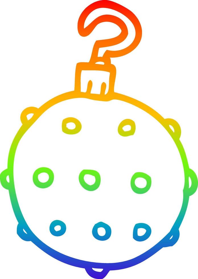rainbow gradient line drawing cartoon red bauble vector