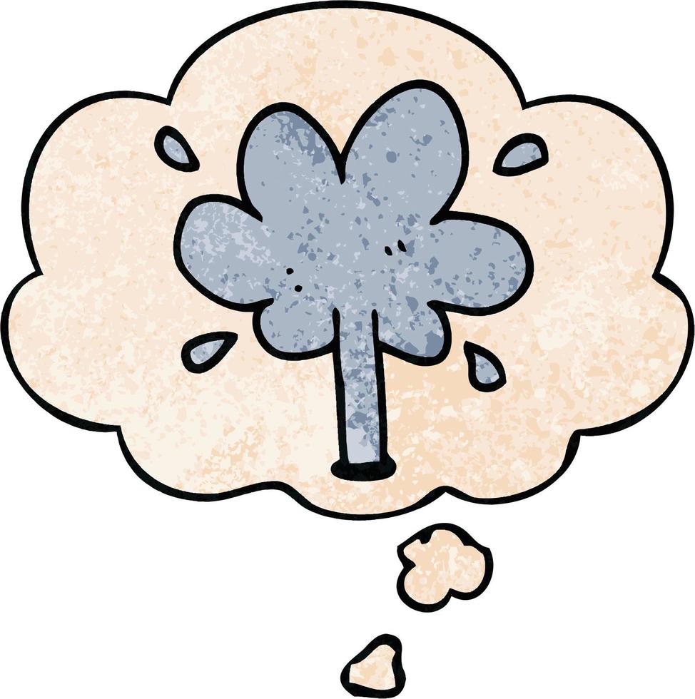 cartoon water squirt and thought bubble in grunge texture pattern style vector