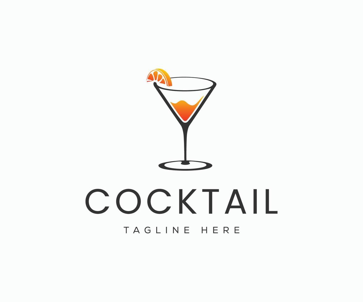 Cocktail Club Night Logo. Creative Cocktail Bar Logo Design Vector Template.