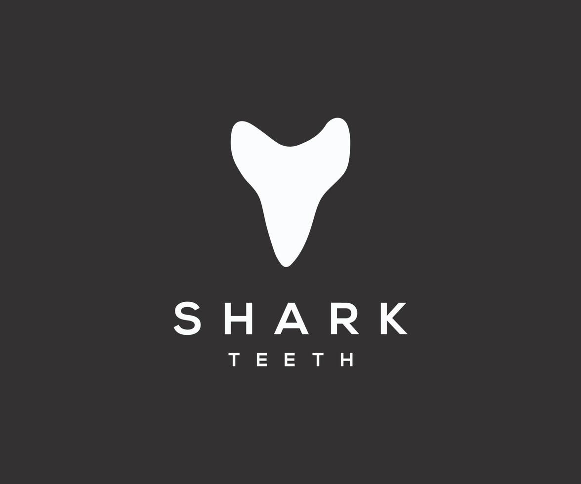 plantilla de vector de icono de logotipo de dientes de tiburón minimalista simple sobre fondo negro