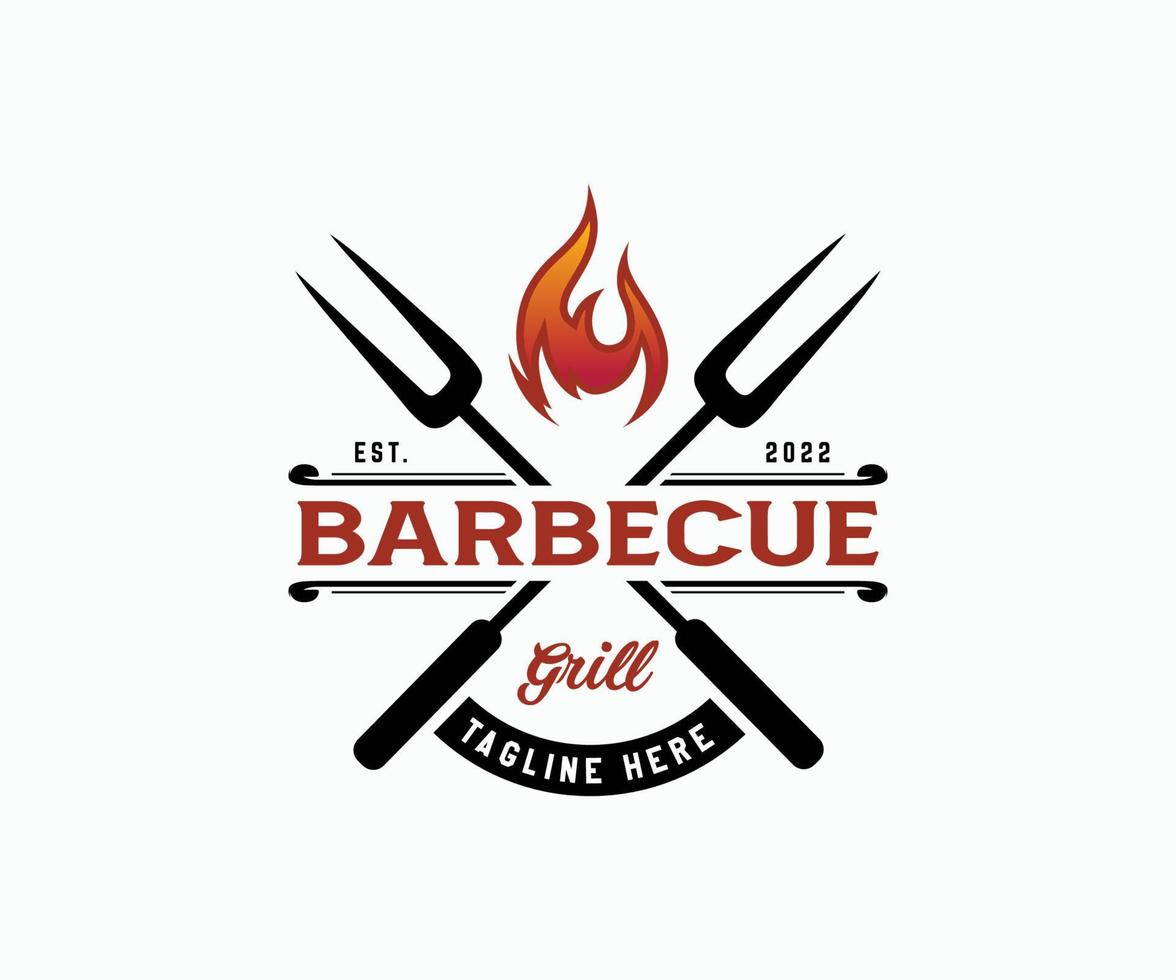 Modern Barbecue Logo Design. Food or Grill template Vector. BBQ, Bar, and Grill Logo Design Template. vector