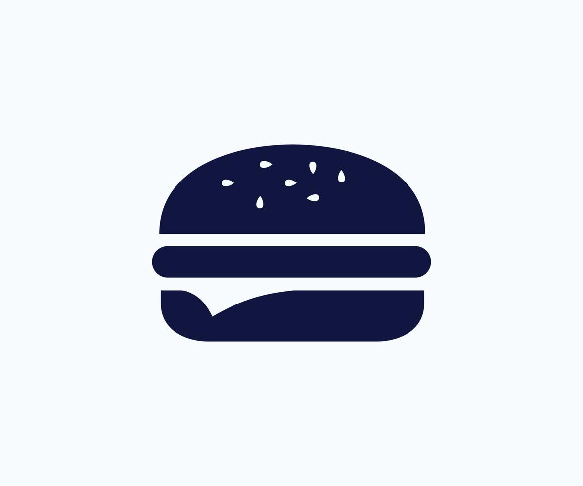 Burger Vector Icon Stock Vector. Fast Food Black Burger Icon Is Isolated On White Background.