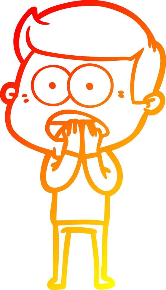 warm gradient line drawing cartoon shocked man vector