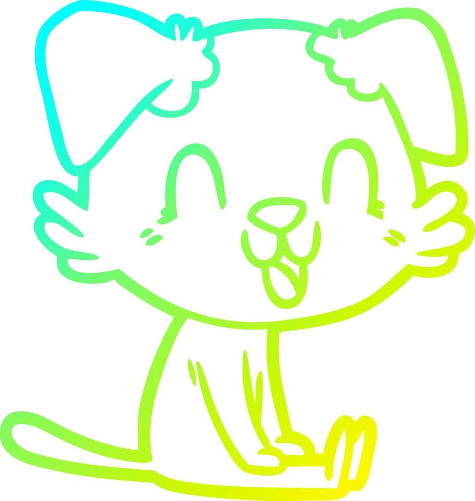 cold gradient line drawing laughing cartoon dog vector