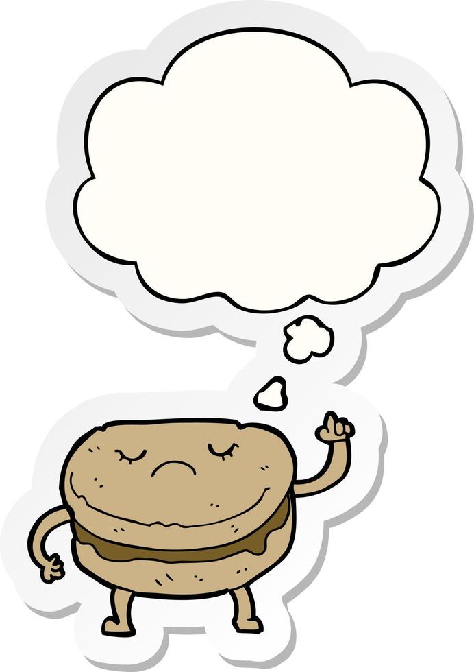 cartoon biscuit and thought bubble as a printed sticker vector