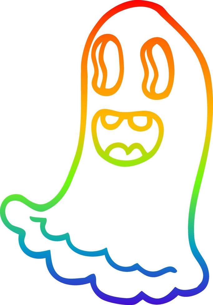 rainbow gradient line drawing cartoon spooky ghost vector