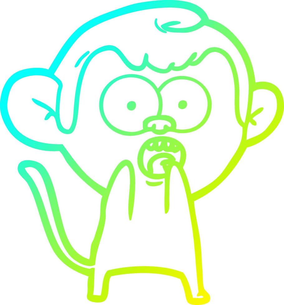 cold gradient line drawing cartoon shocked monkey vector