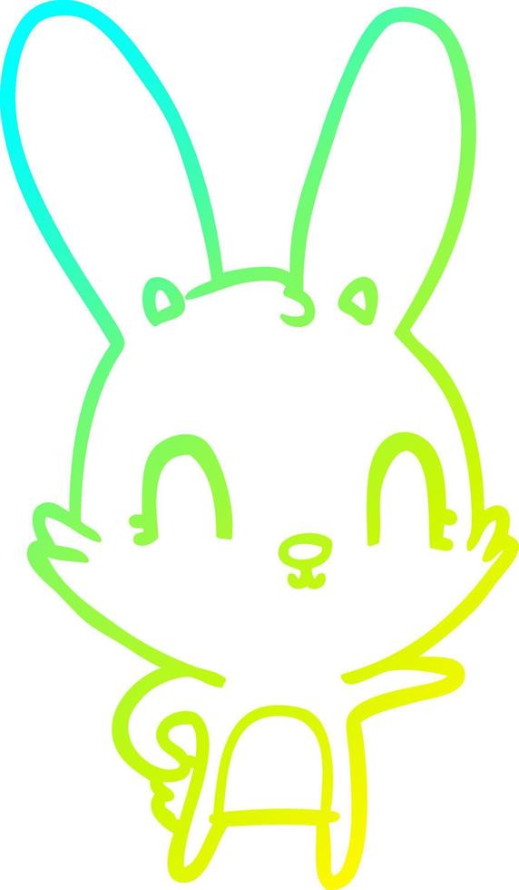 cold gradient line drawing cute cartoon rabbit vector