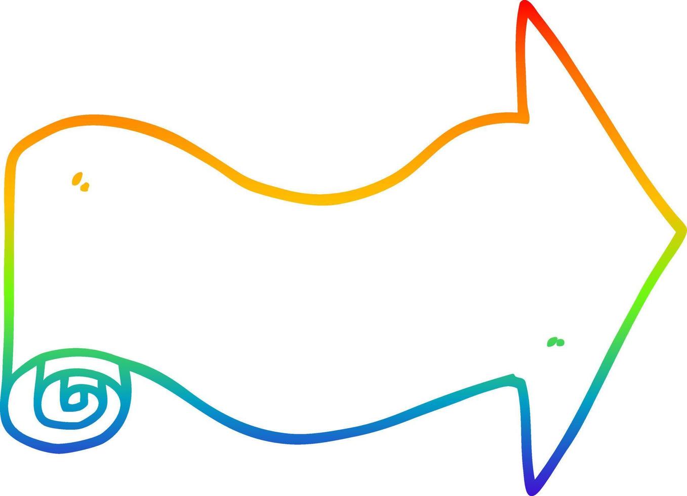 rainbow gradient line drawing cartoon pointing arrow vector