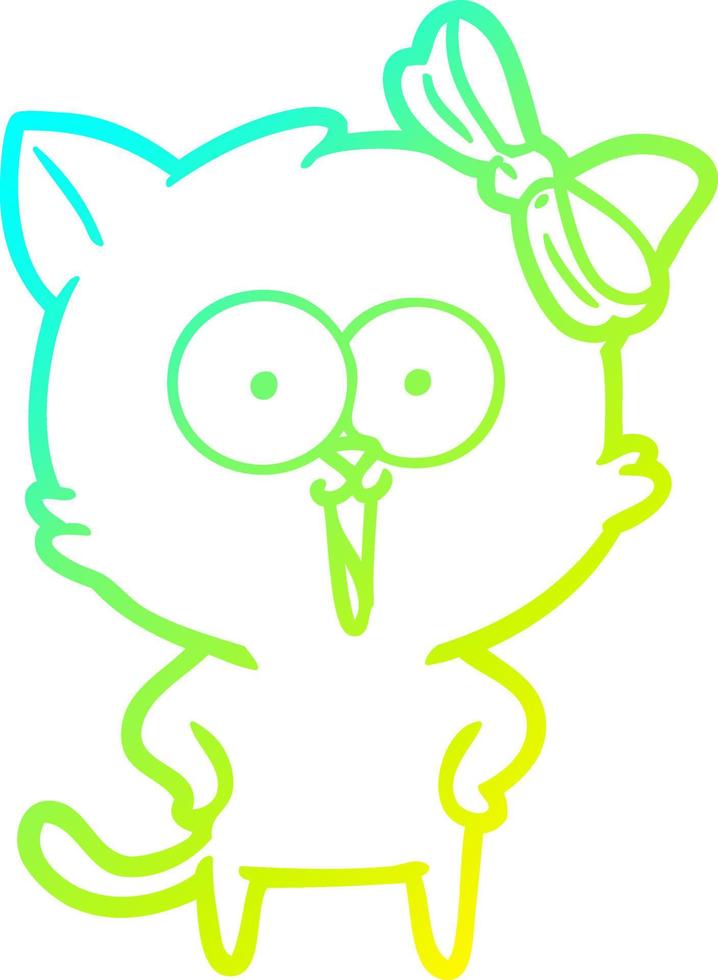cold gradient line drawing cartoon cat vector