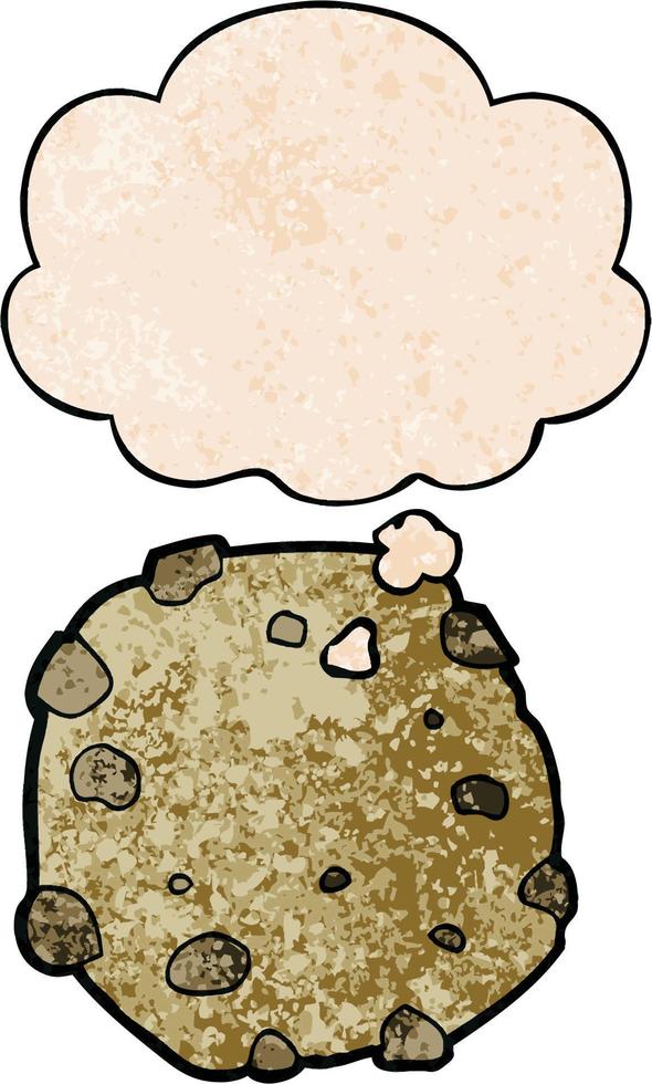 cartoon cookie and thought bubble in grunge texture pattern style vector