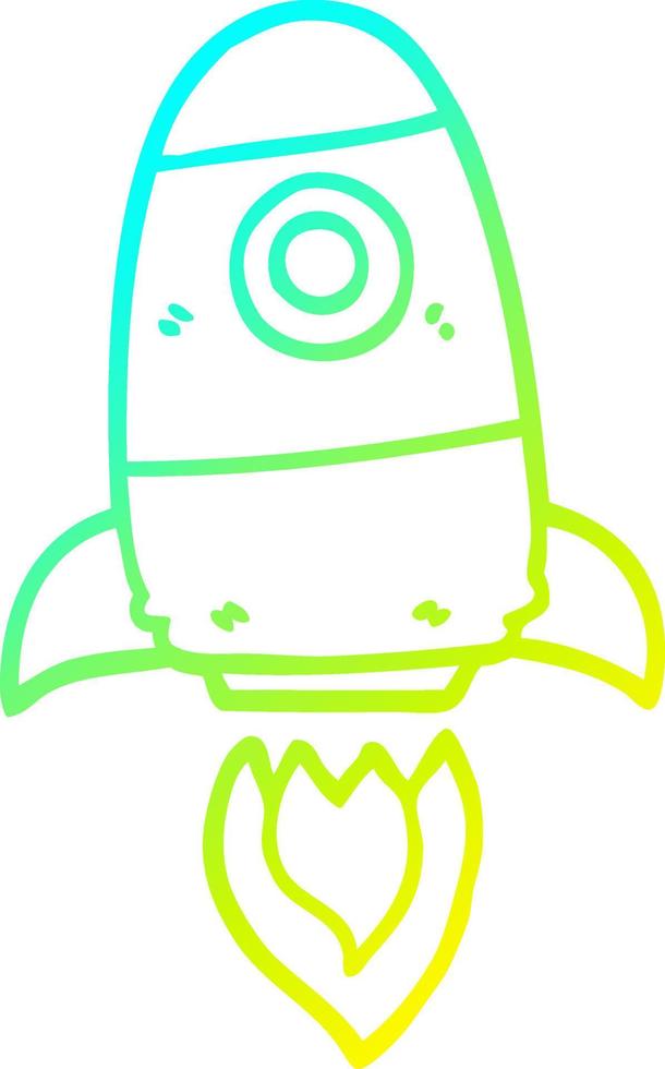 cold gradient line drawing cartoon space rocket vector