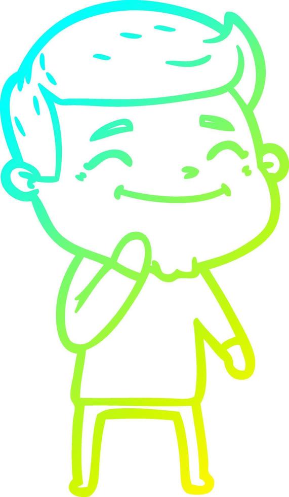 cold gradient line drawing happy cartoon man vector