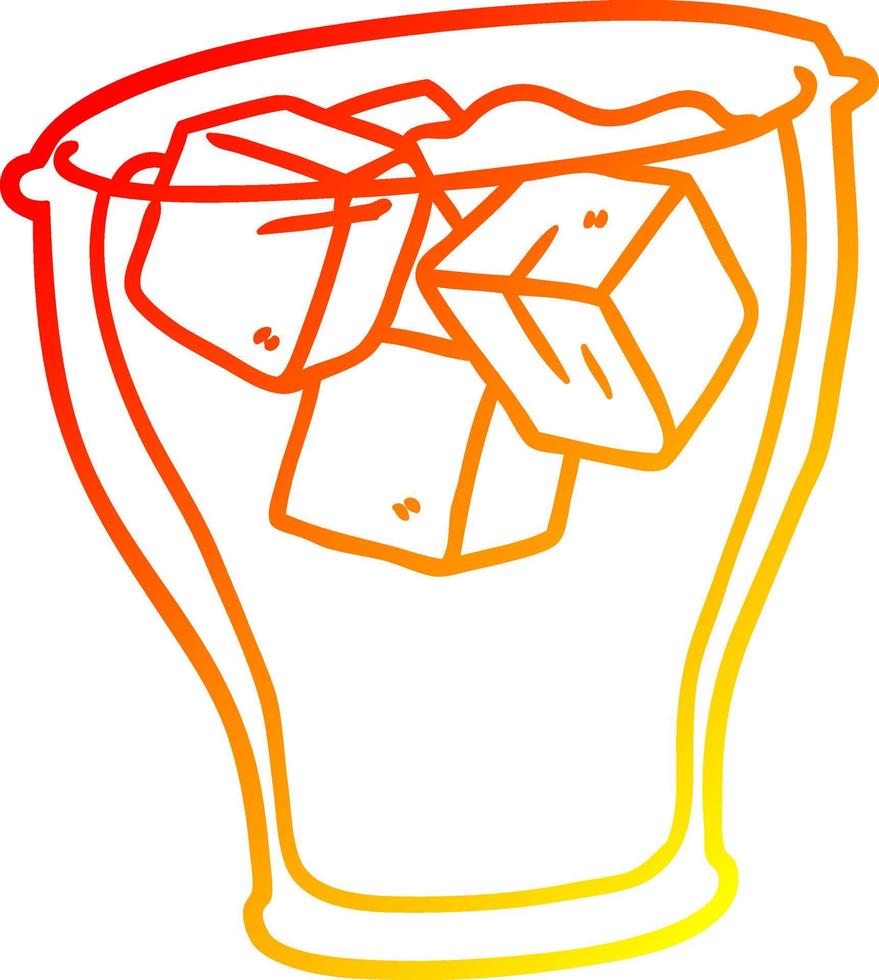 dibujo de línea de gradiente cálido vaso de cola con hielo vector