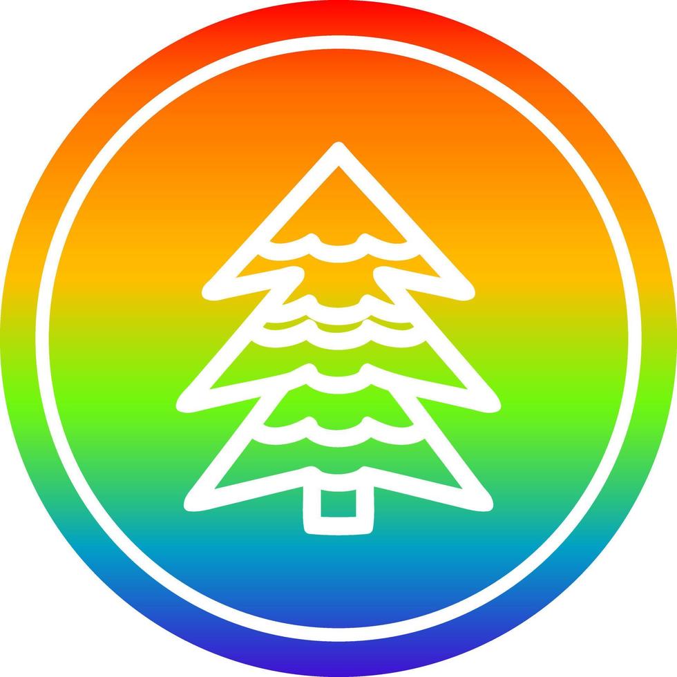 snowy tree circular in rainbow spectrum vector