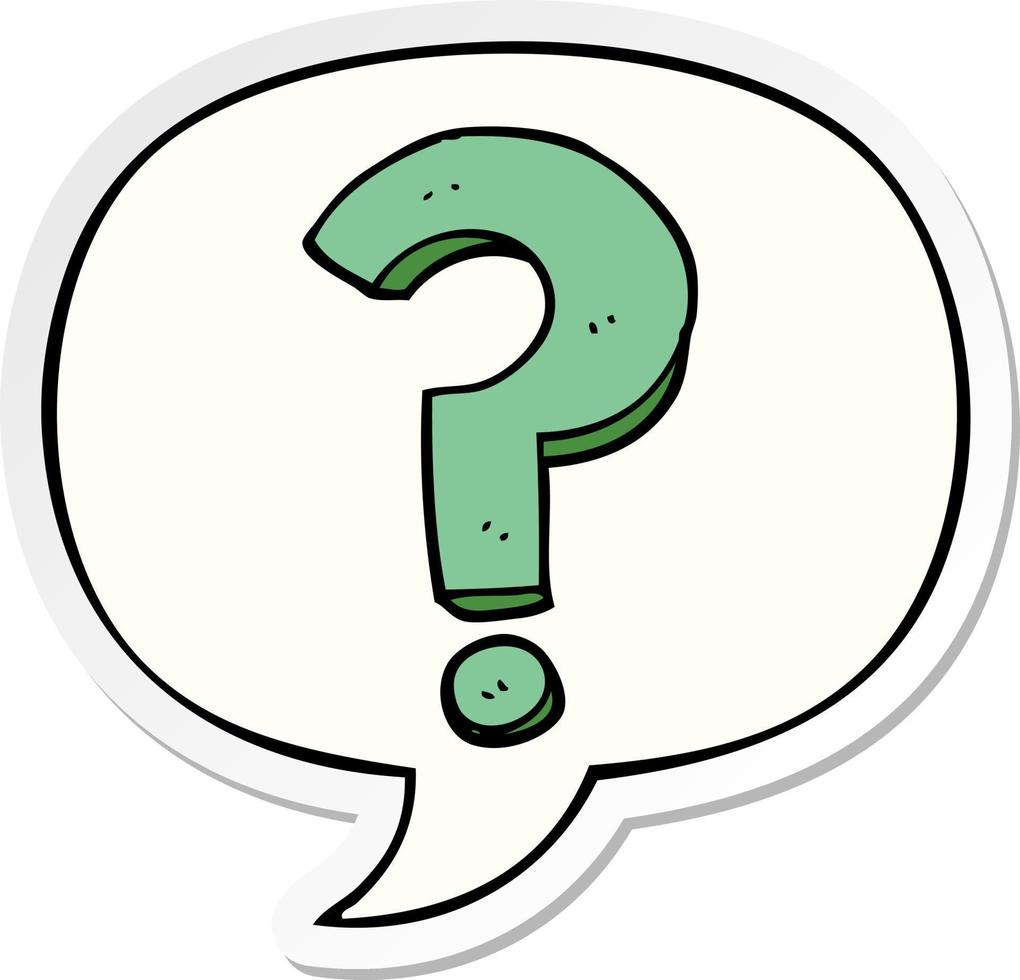 cartoon question mark and speech bubble sticker vector