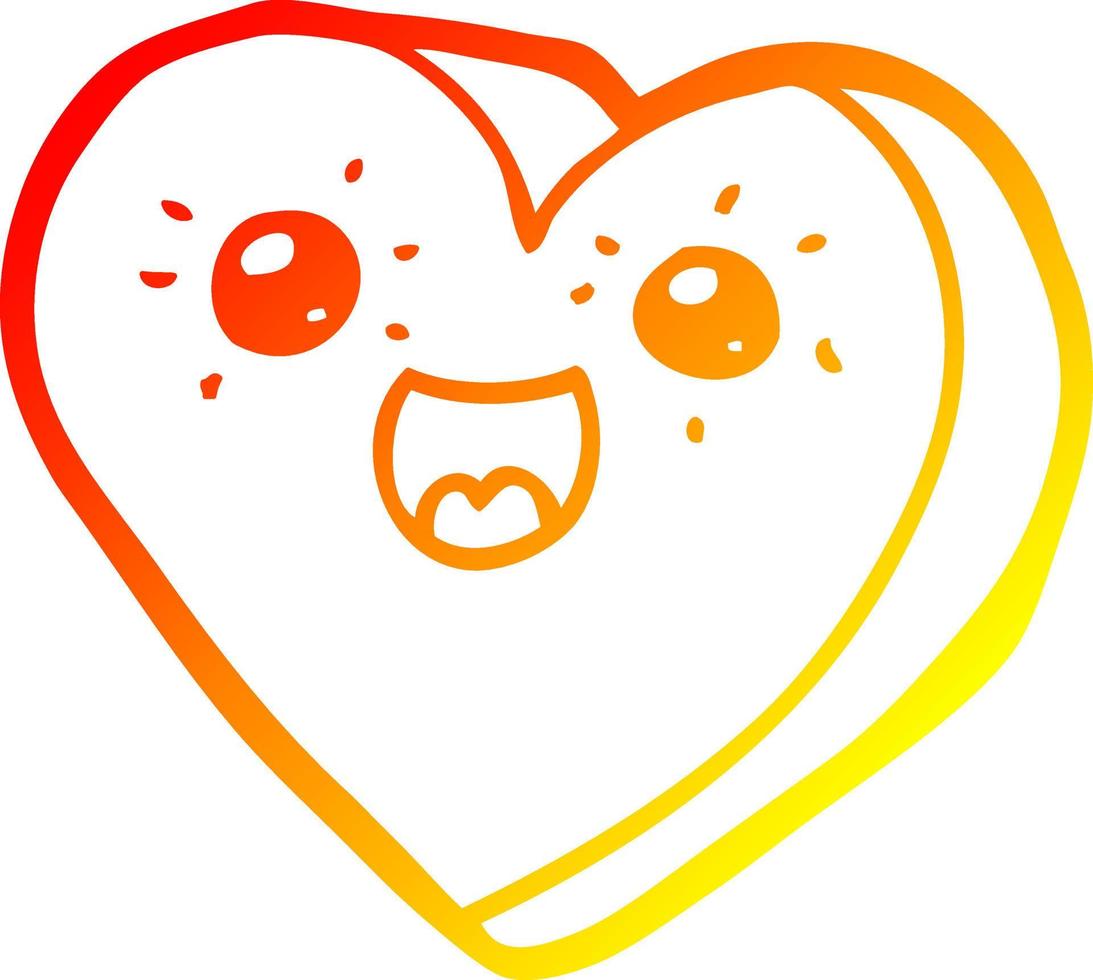warm gradient line drawing heart cartoon character vector