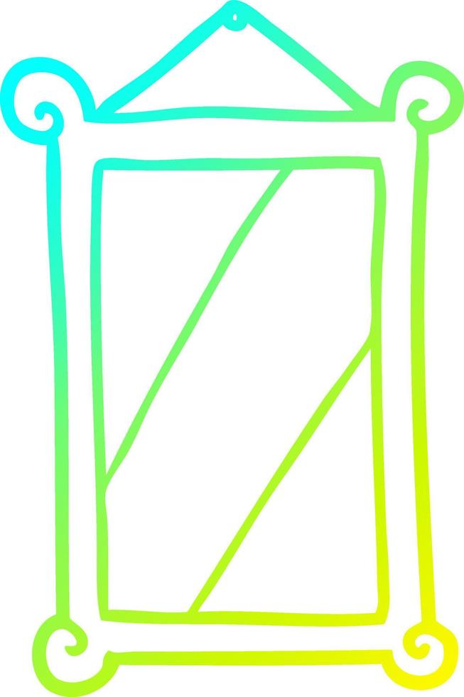 cold gradient line drawing framed old mirror vector