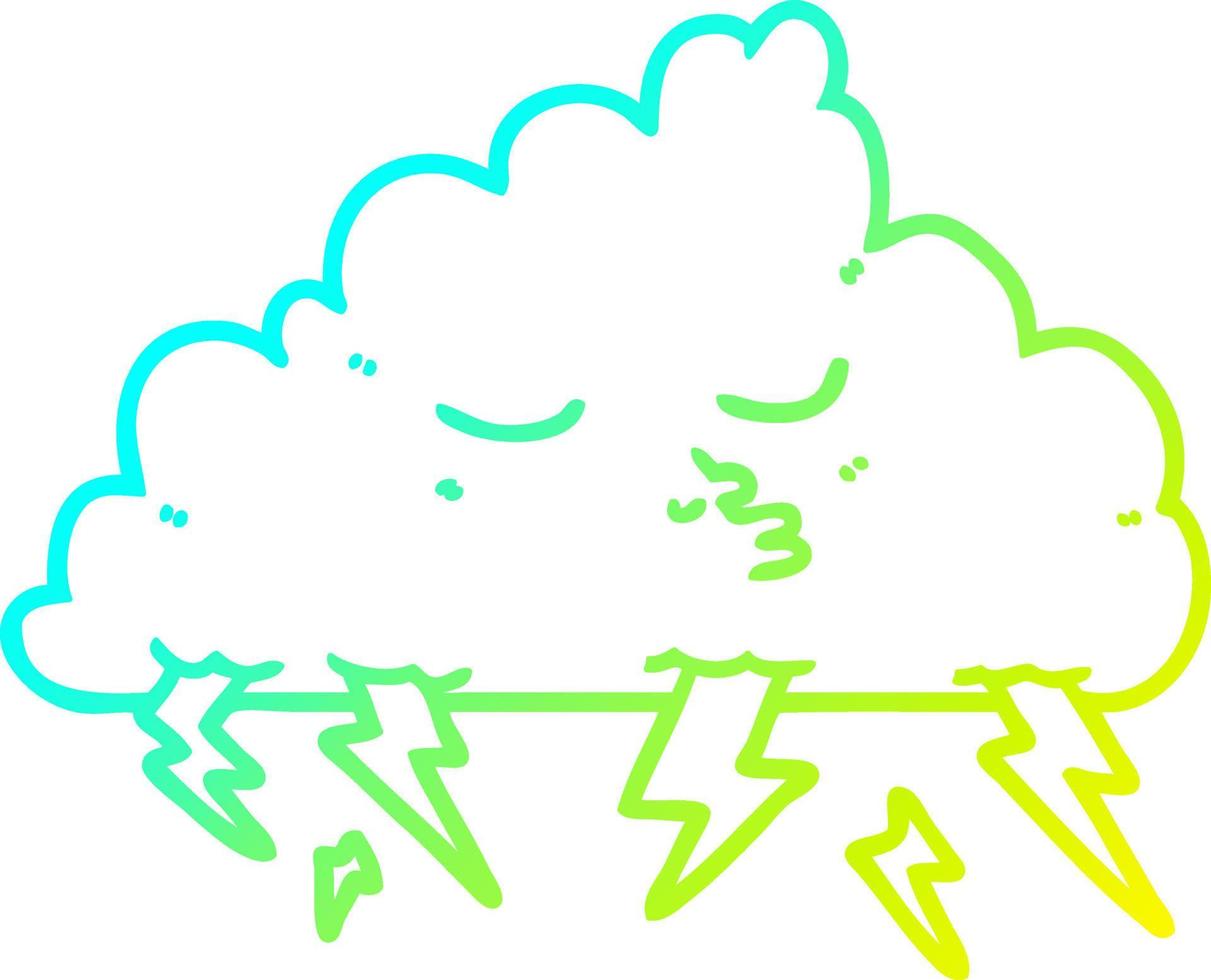 cold gradient line drawing cartoon storm cloud vector