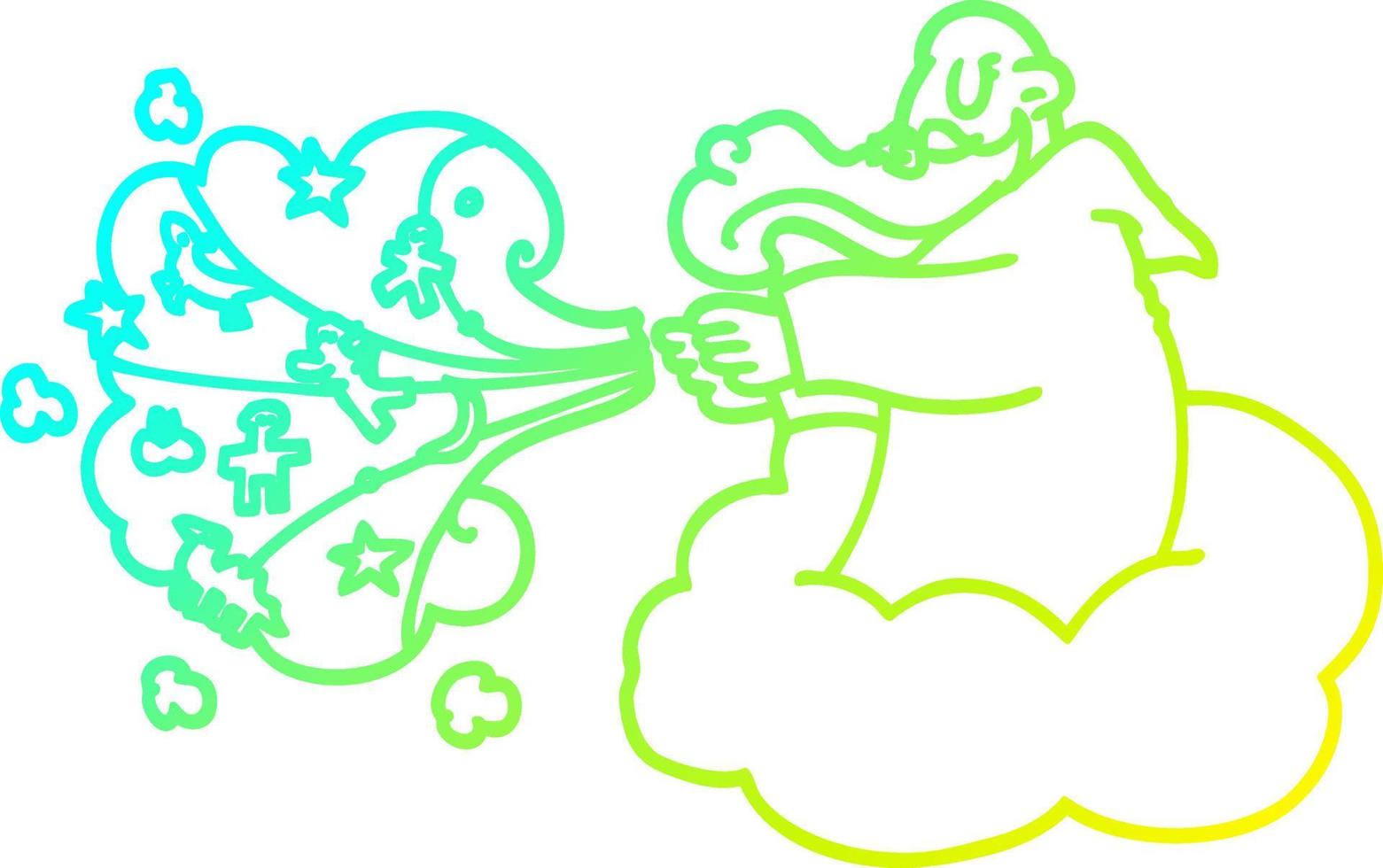 cold gradient line drawing cartoon god creating universe vector
