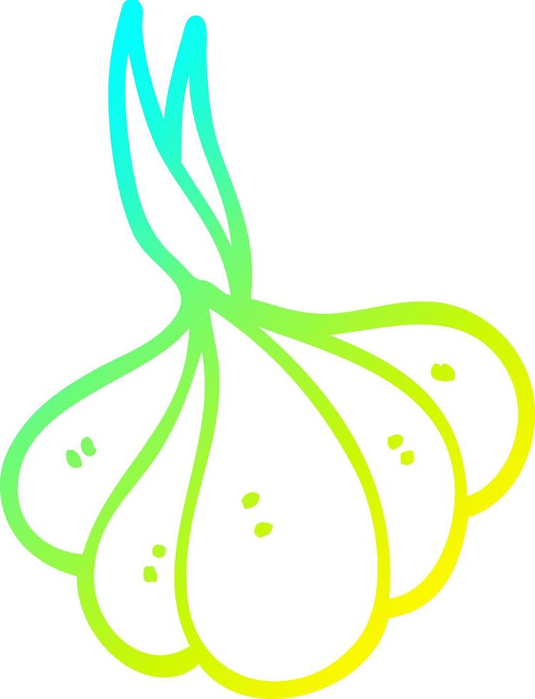 cold gradient line drawing cartoon sprouting garlic vector
