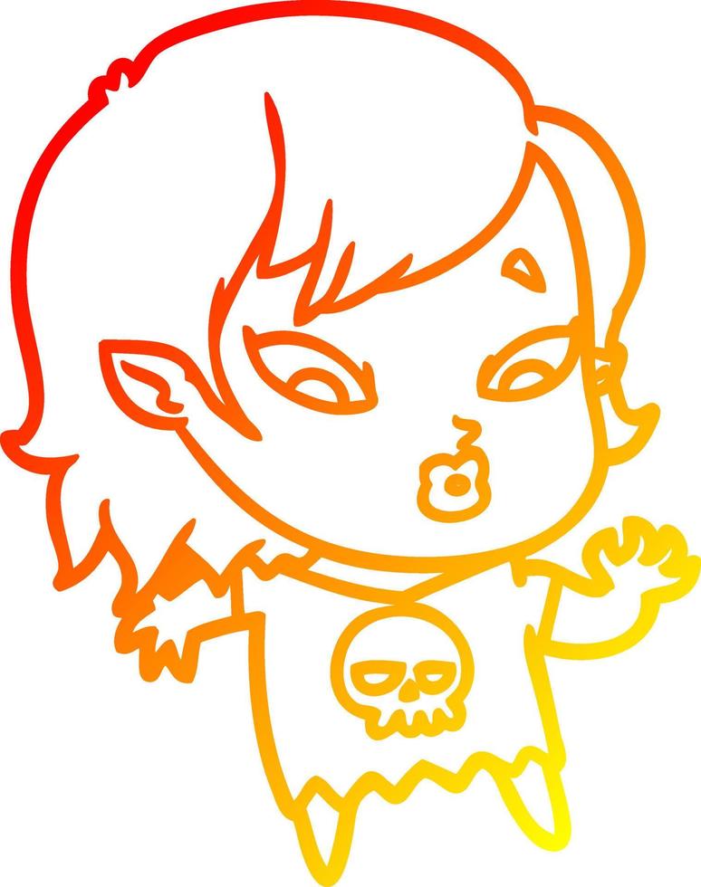 warm gradient line drawing cute cartoon vampire girl vector