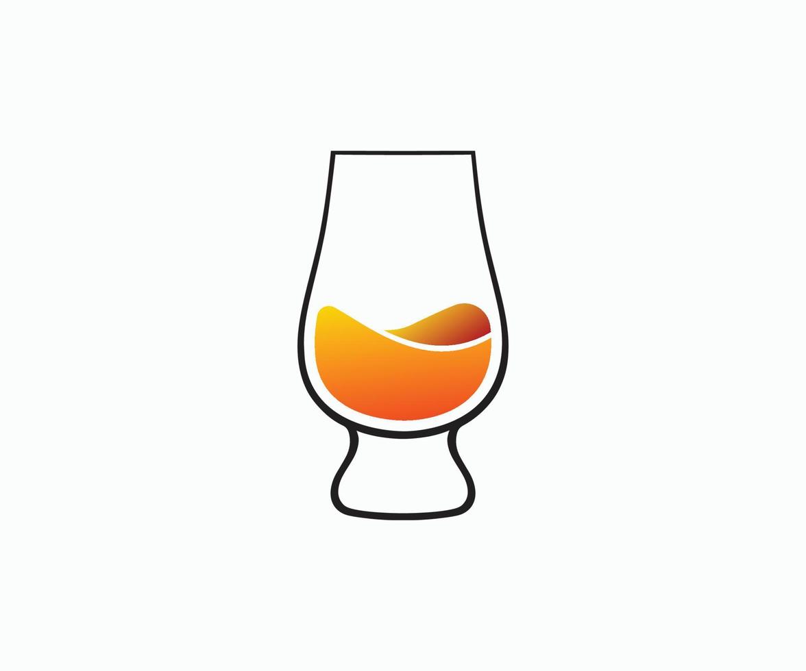 vector del logotipo del vaso de whisky. ilustración simple del icono de vector de vaso de whisky. vaso de whisky glencairn.