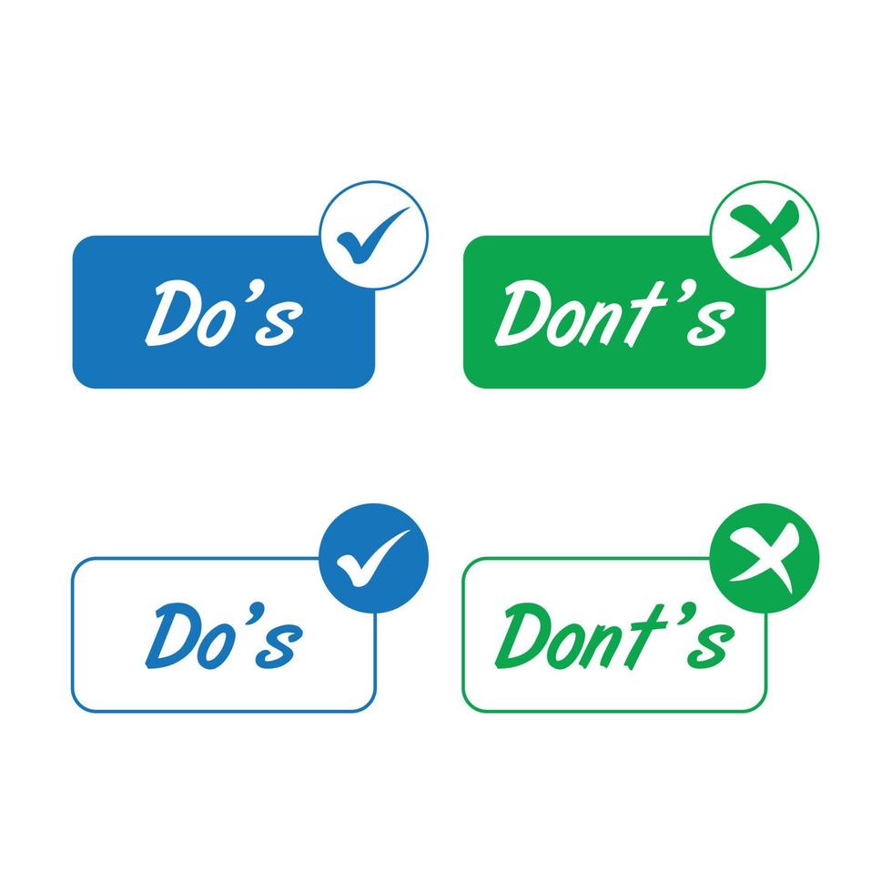 Do and Don't thumbs vector icons. Do and Don't or Good and Bad Icons Positive and Negative Symbols. Do and Don't or Like and Unlike Icons with Positive and Negative Symbols