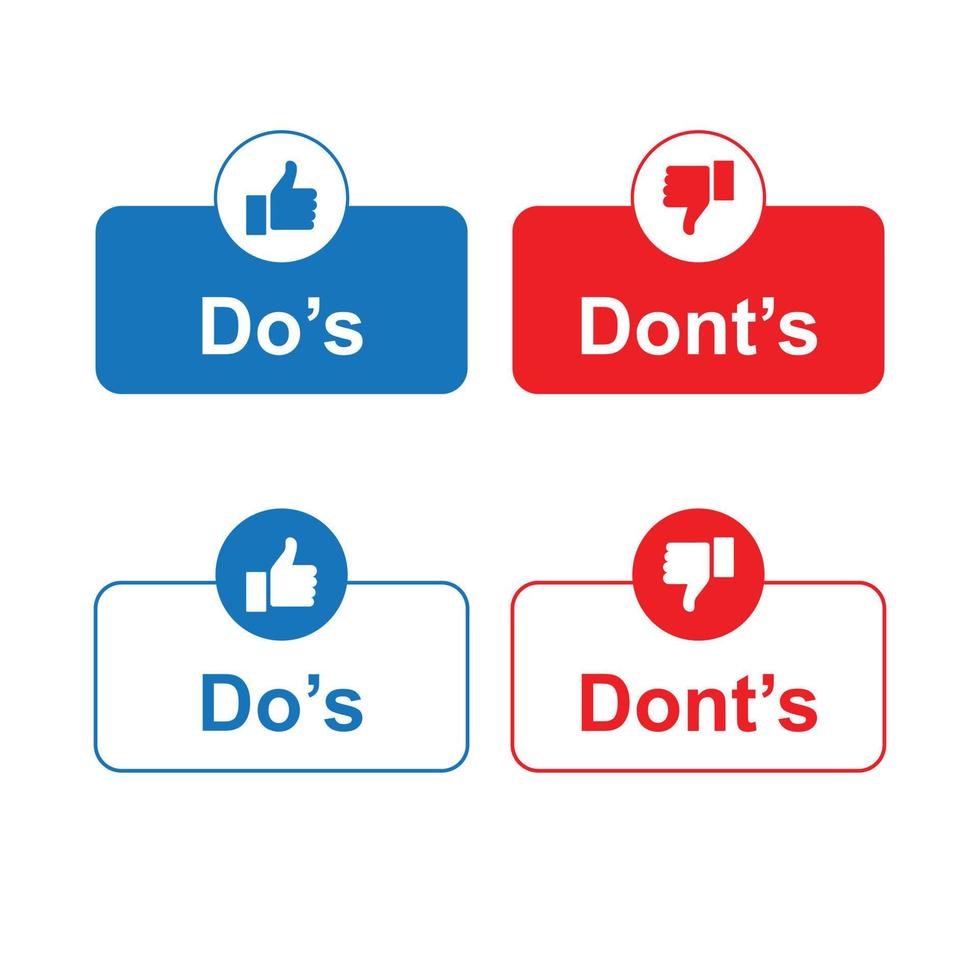 Do and Don't thumbs vector icons