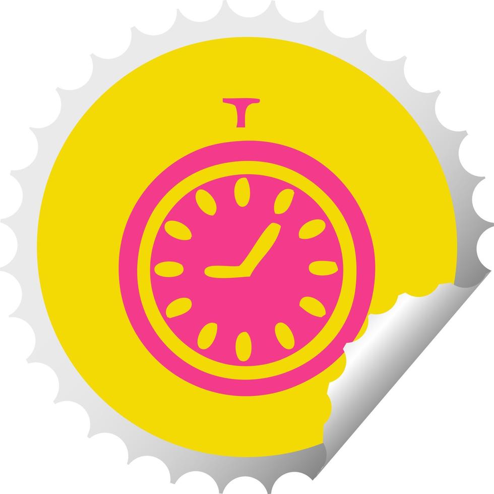 circular peeling sticker cartoon time stopper vector