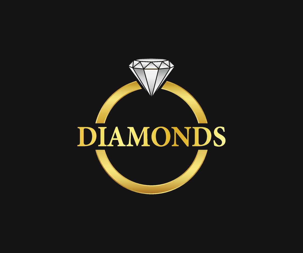 Luxury royal diamond ring logo, Jewelry logo design. vector