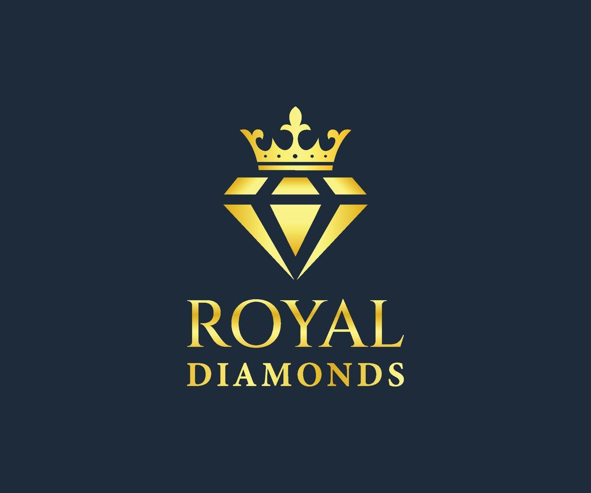 logotipo de diamante real. plantilla de diseño de logotipo de diamante de lujo dorado. vector