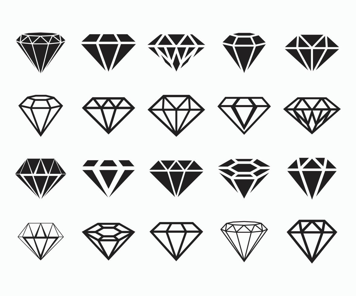 conjunto de iconos de diamantes. plantilla vectorial de conjunto de iconos de diamantes de lujo. vector