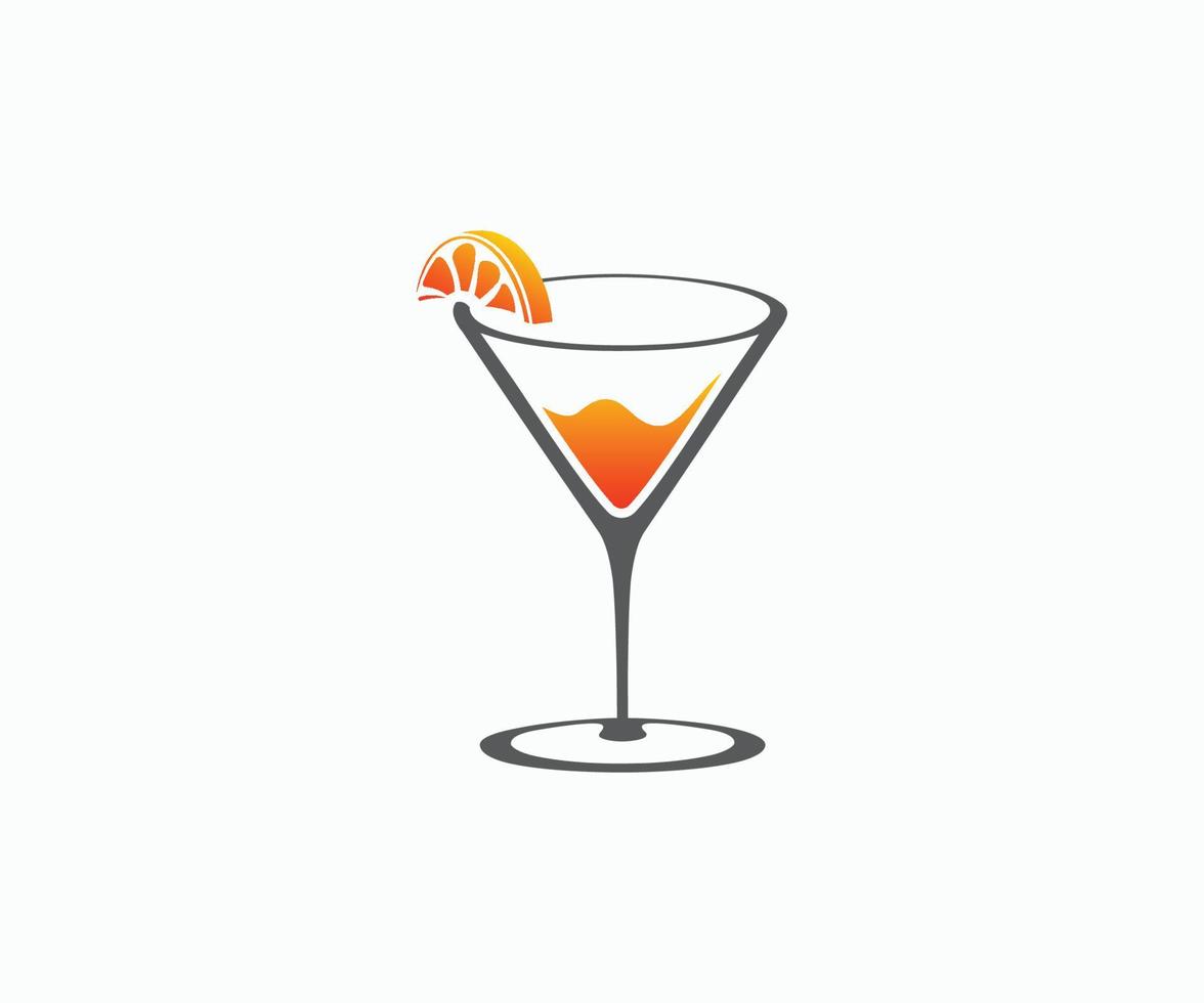 Cocktail Logo Design Template. Cocktail Glass Vector Icon.