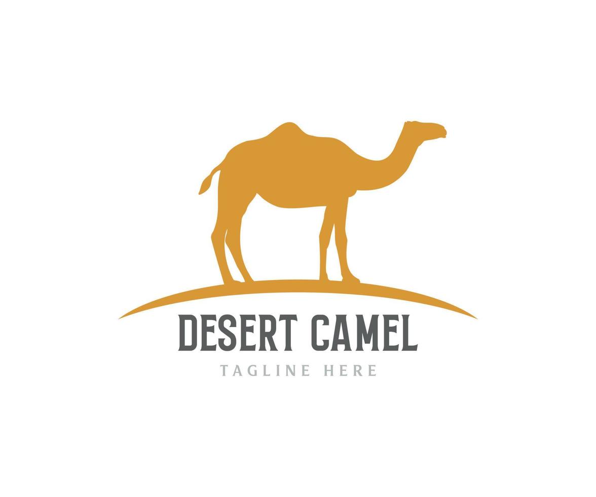 diseño del logo de la silueta del camello del desierto. plantilla de vector de logotipo de camello.