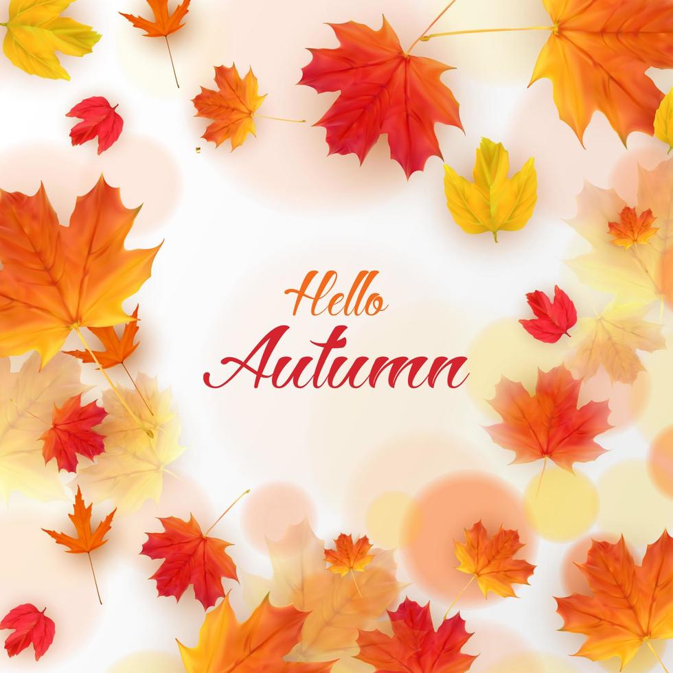 Orange Natura Hellol Autumn Card. Vector Illustration