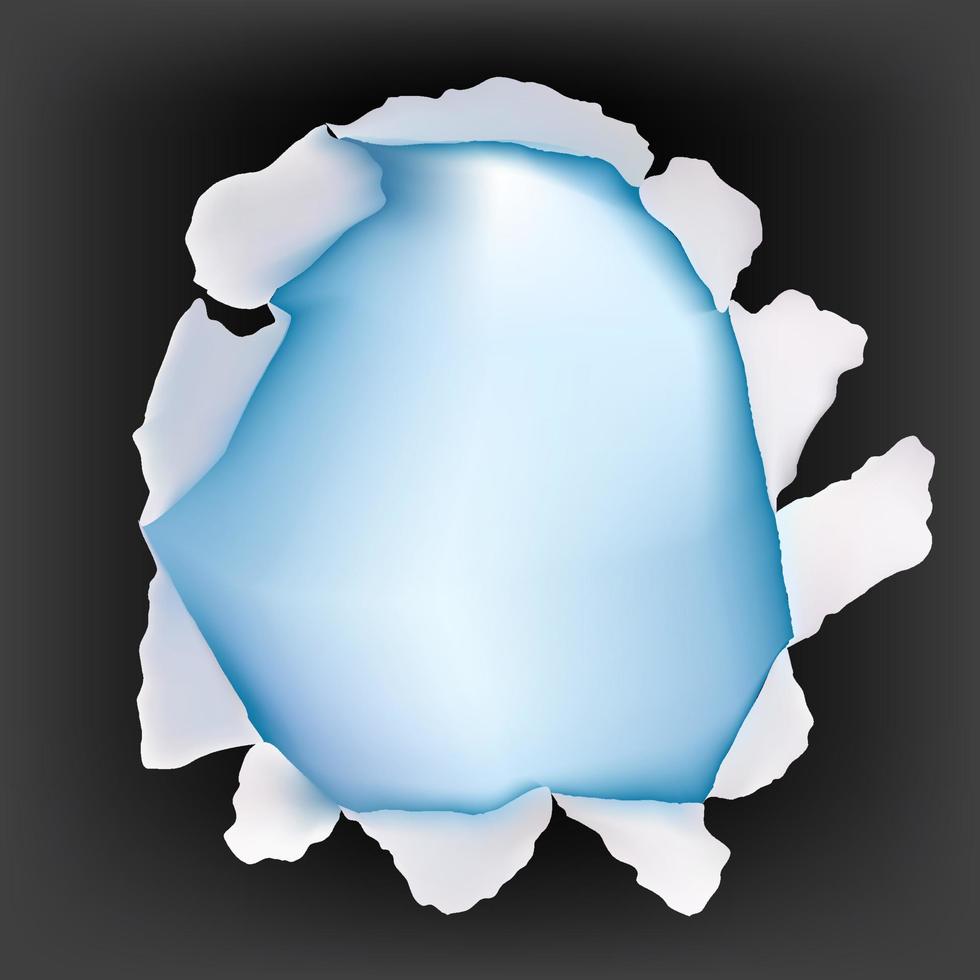 Blue Paper Torn Hole. Vector Illustration
