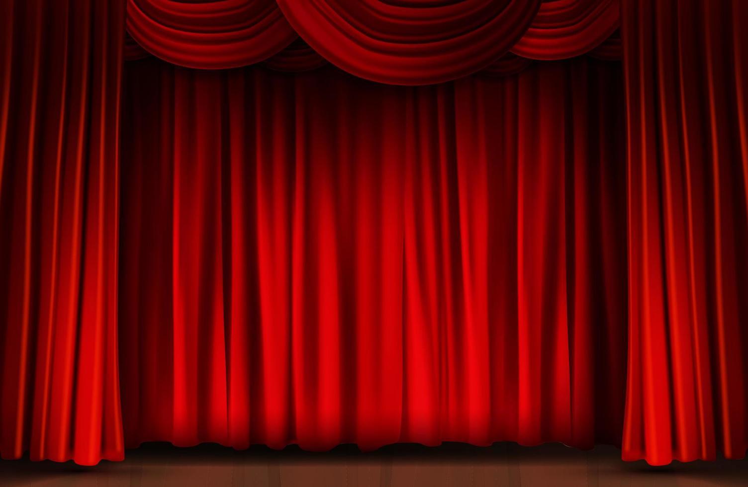 Red Curtain Closes on Stage Background. vector Illustration