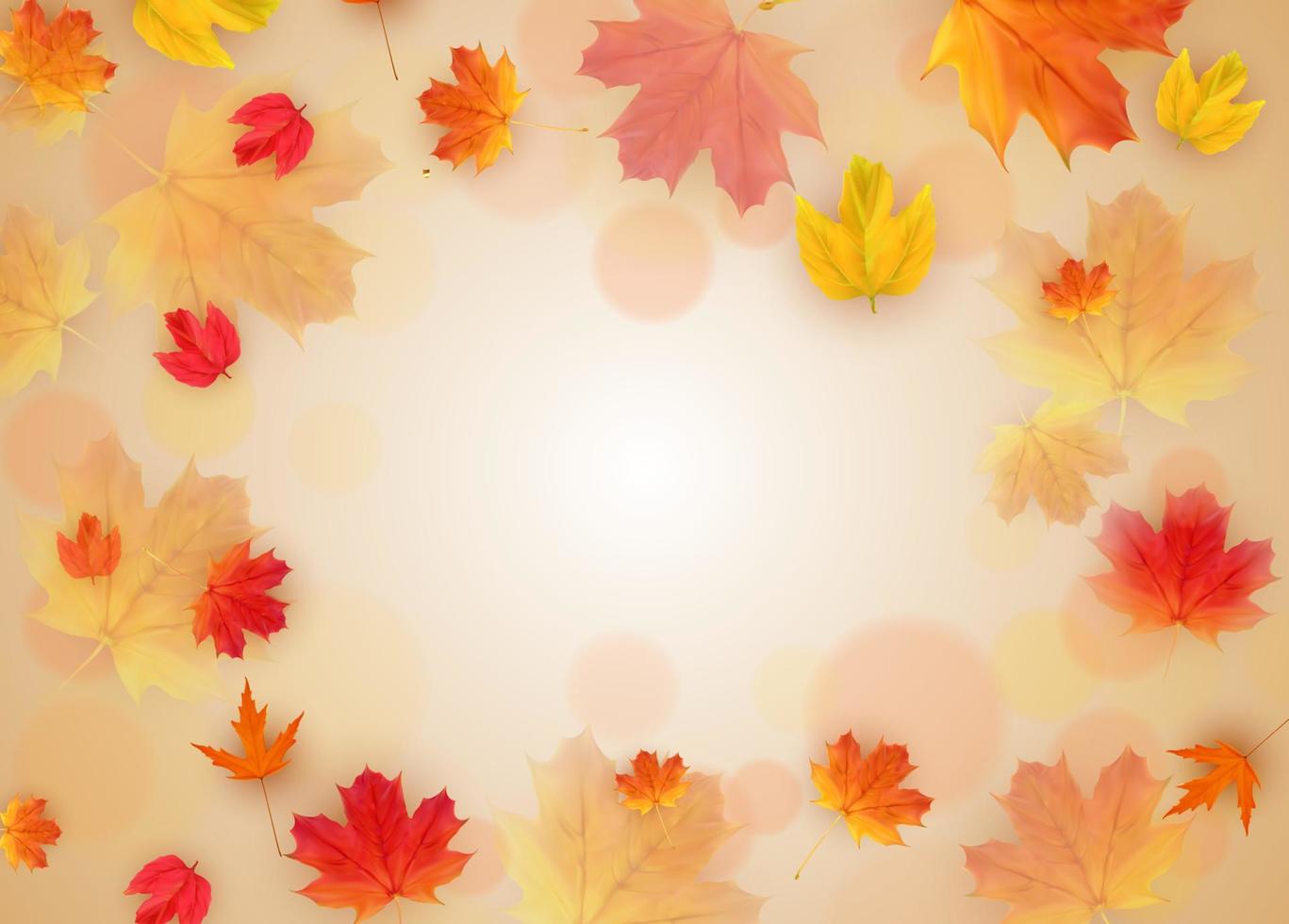 Autumn Fall Leaves Empty Frame Template. Vector Illustration