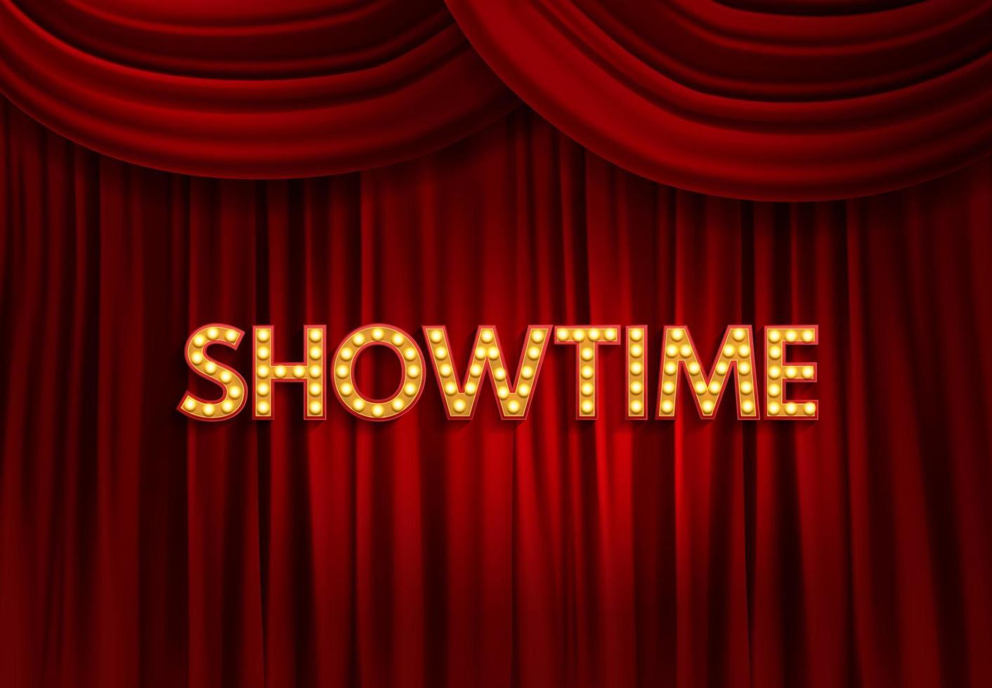 Red Curtain ShowTime Background. Vector Illustration