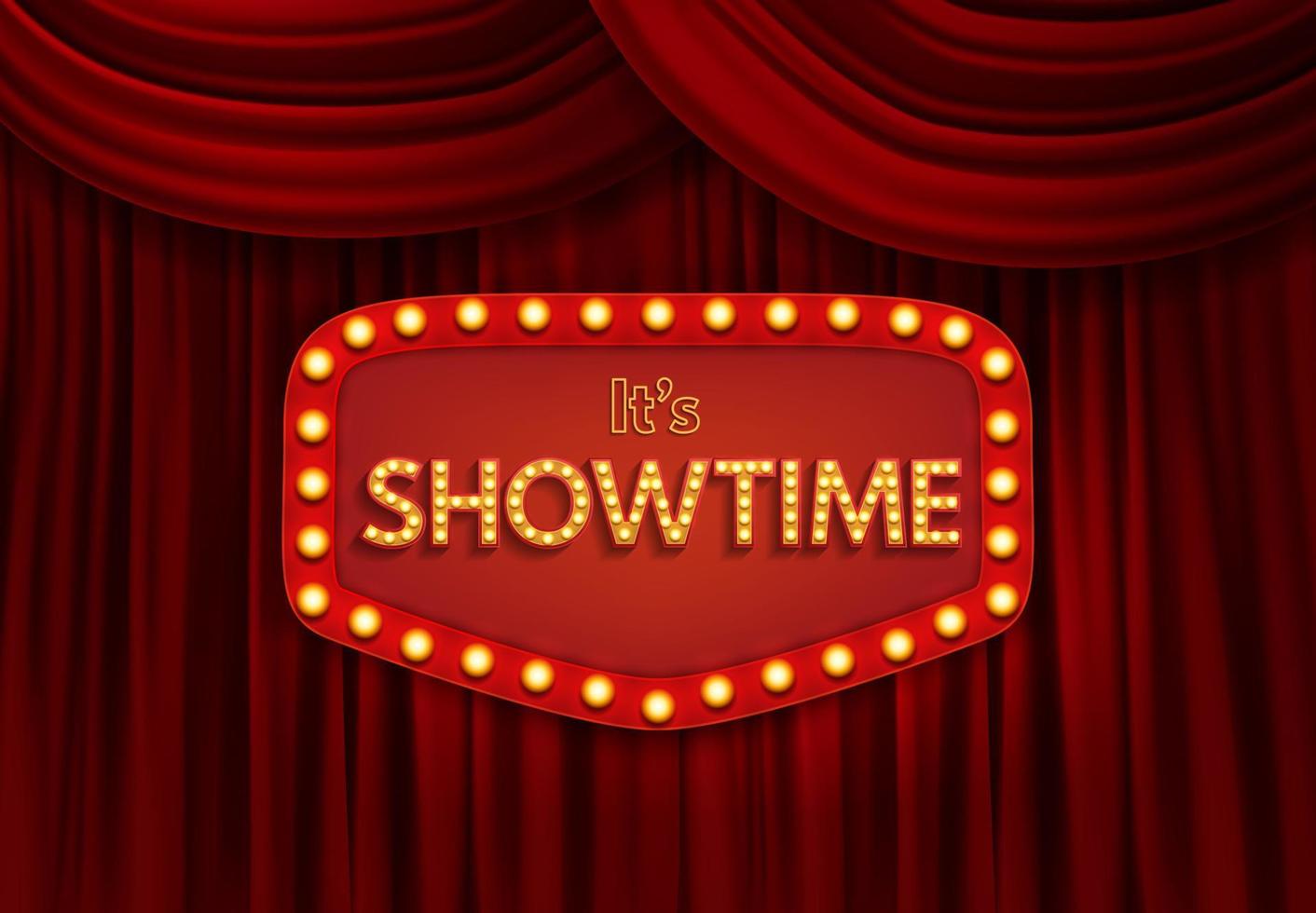 Red Curtain ShowTime Background. Vector Illustration