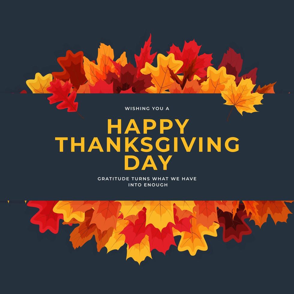 Autumn Happy Thanksgiving Greeting card. Vector Illustration