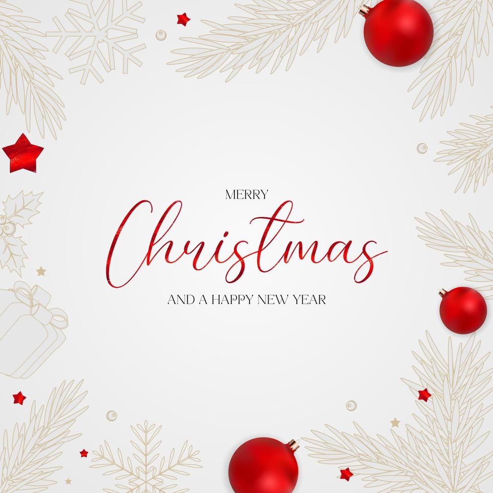 Merry Christmas and Happy New Year Greeting Card vector